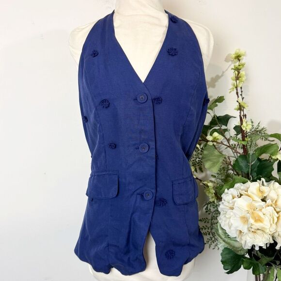 Anthropologie Maeve Linen Blend Halter Vest | M petite | new NWT - Picture 2 of 16